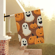 DistinctInk Garden & House Banner Flag with "Boo-ttifull Skeleton Cartoon Pattern Pumpkin" Design for Halloween