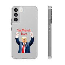 DistinctInk Clear Case for Apple iPhone or Samsung Galaxy - Trump "You Missed, Loser" Cartoon Design