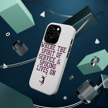 DistinctInk ToughCase for Apple iPhone, Compatible with MagSafe Charging - Spirit of Service & Spiking Lives On Tennis