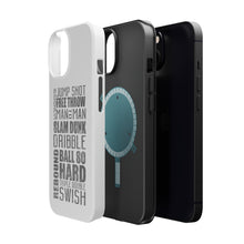 DistinctInk ToughCase for Apple iPhone, Compatible with MagSafe Charging - Basketball Word Art Jump Shot Free Throw