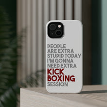DistinctInk ToughCase for Apple iPhone, Compatible with MagSafe Charging - People Are Stupid Need Extra Kick Boxing