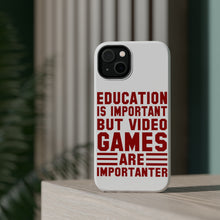 DistinctInk ToughCase for Apple iPhone, Compatible with MagSafe Charging - Education is Important Video Games Importanter