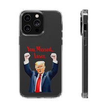 DistinctInk Clear Case for Apple iPhone or Samsung Galaxy - Trump "You Missed, Loser" Cartoon Design
