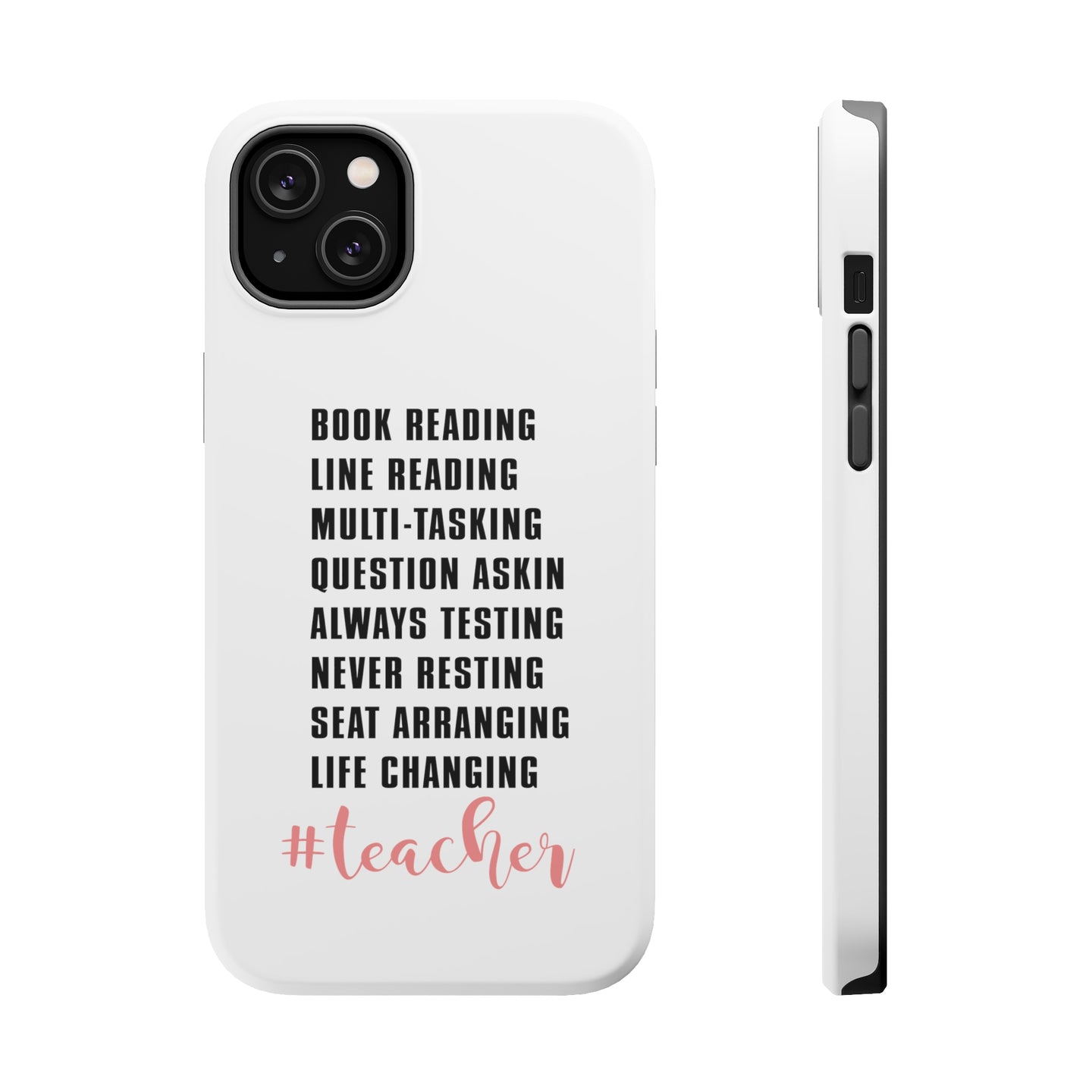 DistinctInk ToughCase for Apple iPhone, Compatible with MagSafe Charging - Teacher Book Reading Line Multi Tasking