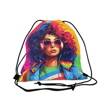 DistinctInk Drawstring Bag Backpack with Living a Full Life Design for LGBTQ+ Pride
