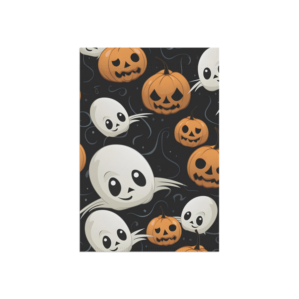 Garden & House Banner / Flag with Ghost Skeleton Pumpkin Pattern Design for Halloween, view 4