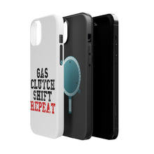 DistinctInk ToughCase for Apple iPhone, Compatible with MagSafe Charging - Gas Clutch Shift Repeat