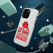 DistinctInk ToughCase for Apple iPhone, Compatible with MagSafe Charging - Sending Cute Cat Videos How I Socialize