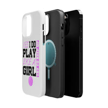 DistinctInk ToughCase for Apple iPhone, Compatible with MagSafe Charging - Volleyball Yes I Do Play Like a Girl