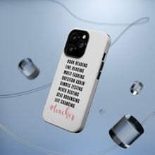 DistinctInk ToughCase for Apple iPhone, Compatible with MagSafe Charging - Teacher Book Reading Line Multi Tasking