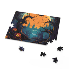 DistinctInk Jigsaw Puzzle with Haunted Evening Nightmare Design for Halloween