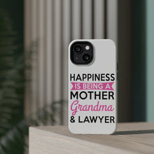 DistinctInk ToughCase for Apple iPhone, Compatible with MagSafe Charging - Happiness is Being a Mother Grandma Lawyer