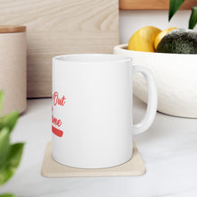 DistinctInk Glossy White Coffee / Tea Mug - Take Me Out to the Ballgame Baseball
