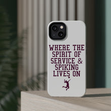 DistinctInk ToughCase for Apple iPhone, Compatible with MagSafe Charging - Spirit of Service & Spiking Lives On Tennis