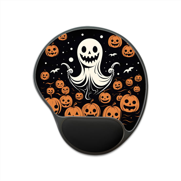 DistinctInk Mouse Pad with Wrist Rest  with Ghost Skeleton Cartoon Pumpkins Design for Halloween