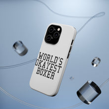 DistinctInk ToughCase for Apple iPhone, Compatible with MagSafe Charging - World's Okayest Boxer
