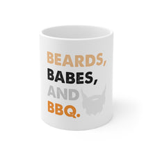 DistinctInk Glossy White Coffee / Tea Mug - Beards, Babes And BBQ