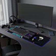 DistinctInk LED Gaming Mouse Pad with Haunted Skeleton Crew Design for Halloween
