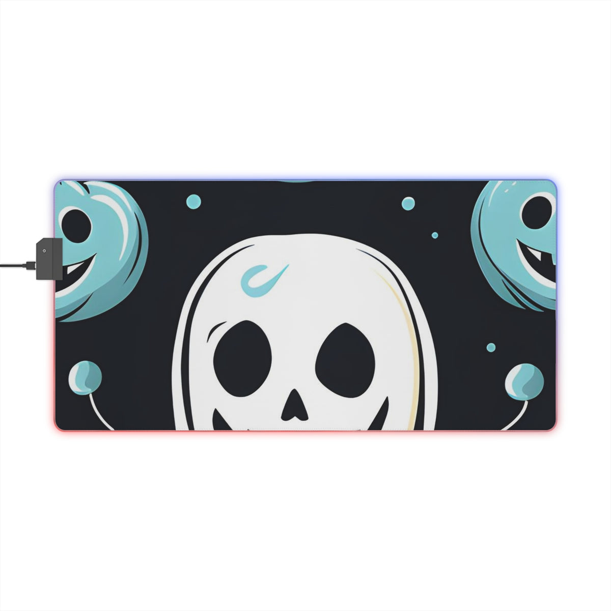 LED Gaming Mouse Pad with Skele-Ghostly Pumpkin Patch Design for Halloween