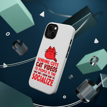 DistinctInk ToughCase for Apple iPhone, Compatible with MagSafe Charging - Sending Cute Cat Videos How I Socialize