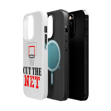 DistinctInk ToughCase for Apple iPhone, Compatible with MagSafe Charging - Cut the Net Basketball