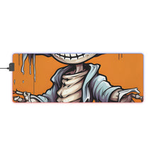 DistinctInk LED Gaming Mouse Pad with Haunted Jack-O'-Skeleton Design for Halloween