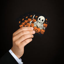 DistinctInk Playing Poker Cards with Ghost Skeleton Pumpkin Pattern Design for Halloween