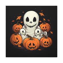 DistinctInk Canvas Wall Art with Ghost Skeleton Pumpkin Pattern for Halloween