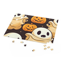 DistinctInk Jigsaw Puzzle with Ghost Skeleton Pumpkin Pattern Design for Halloween