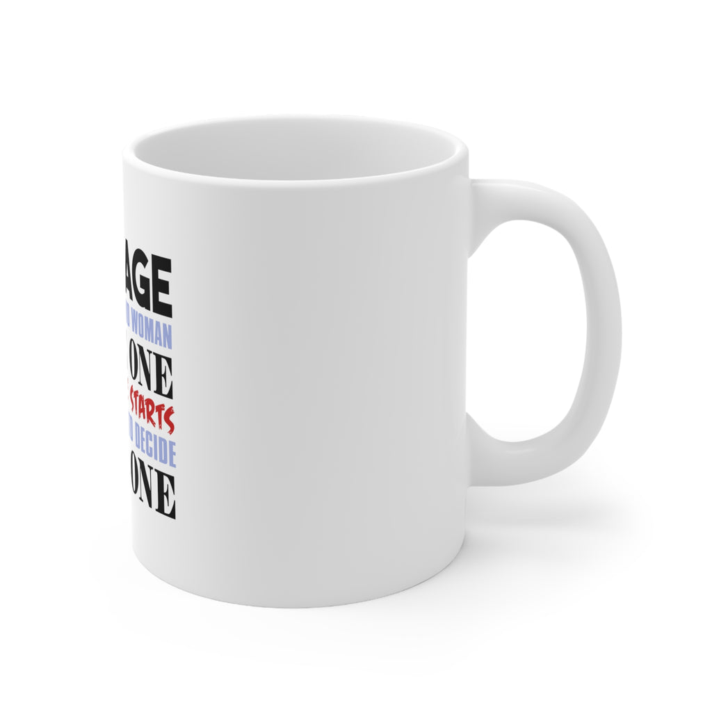 Glossy White Coffee / Tea Mug - Marriage Trouble Starts, view 3
