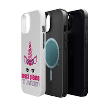 DistinctInk ToughCase for Apple iPhone, Compatible with MagSafe Charging - Beach Please I'm a Unicorn