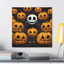 DistinctInk Canvas Wall Art with Ghastly Skeleton Pumpkins for Halloween