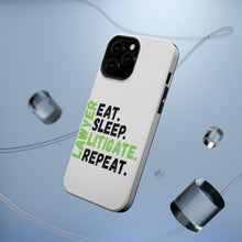 DistinctInk ToughCase for Apple iPhone, Compatible with MagSafe Charging - Lawyer Eat Sleep Litigate Repeat