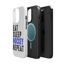 DistinctInk ToughCase for Apple iPhone, Compatible with MagSafe Charging - Eat Sleep Hockey Repeat