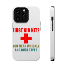 DistinctInk ToughCase for Apple iPhone, Compatible with MagSafe Charging - First Aid Kit - Whiskey & Duct Tape