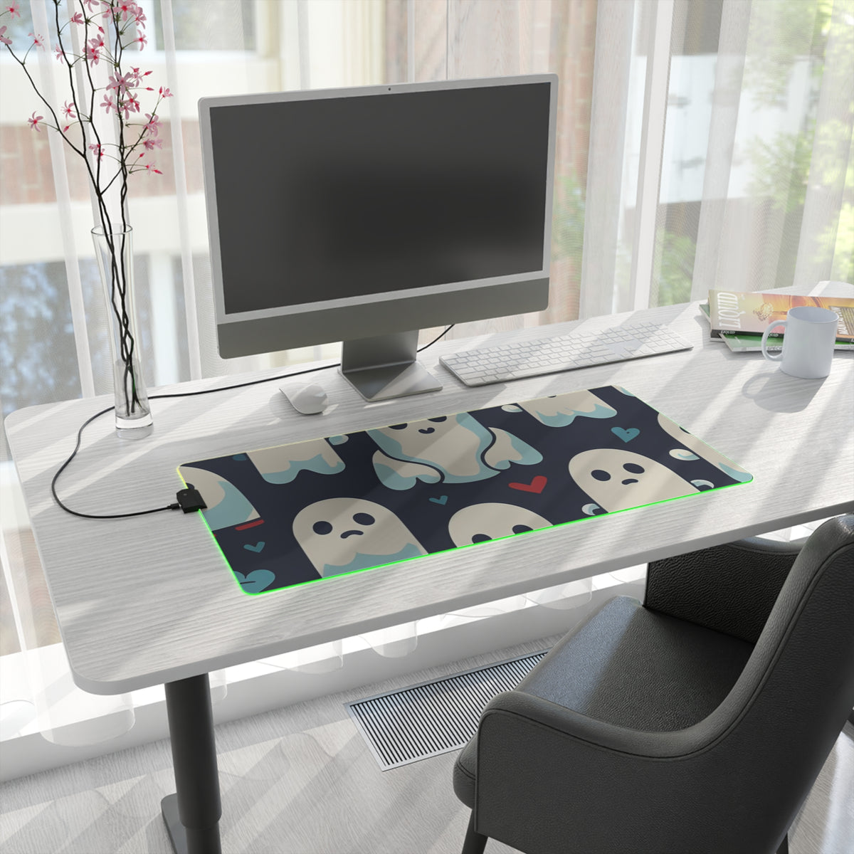 LED Gaming Mouse Pad with Skelephants and Ghostly Ghouls Design for Halloween, view 16
