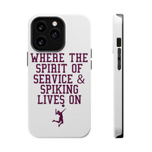 DistinctInk ToughCase for Apple iPhone, Compatible with MagSafe Charging - Spirit of Service & Spiking Lives On Tennis