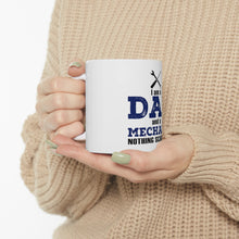 DistinctInk Glossy White Coffee / Tea Mug - Dad and Mechanic - Nothing Scares Me