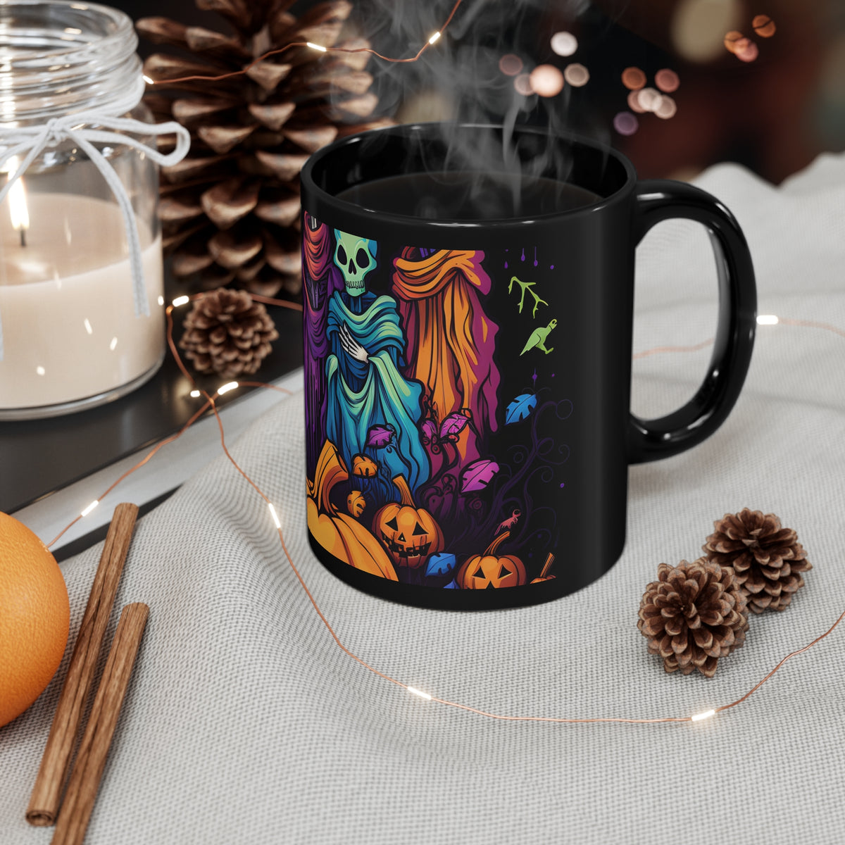 Black Coffee Mug - "Mindful Connections" for Halloween LGBTQ+ Pride, view 7
