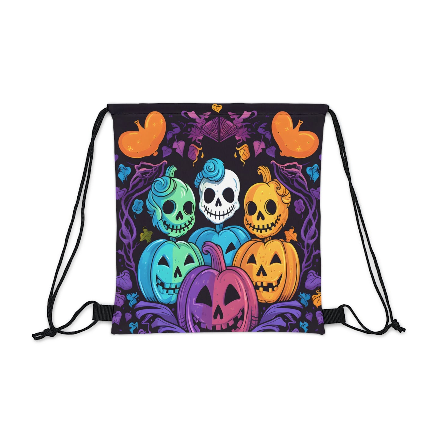 DistinctInk Drawstring Bag Backpack with Creating Lasting Memories Design for Halloween  LGBTQ+ Pride