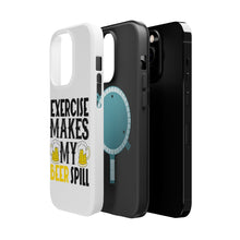 DistinctInk ToughCase for Apple iPhone, Compatible with MagSafe Charging - Exercise Makes My Beer Spill