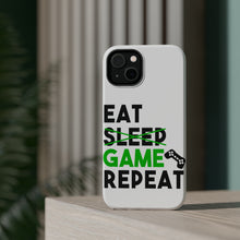 DistinctInk ToughCase for Apple iPhone, Compatible with MagSafe Charging - Eat Game Repeat - Video Games Gamer
