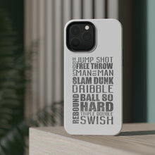 DistinctInk ToughCase for Apple iPhone, Compatible with MagSafe Charging - Basketball Word Art Jump Shot Free Throw