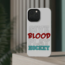 DistinctInk ToughCase for Apple iPhone, Compatible with MagSafe Charging - Give Blood Play Hockey