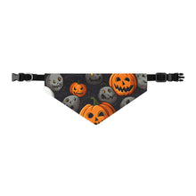 DistinctInk Adjustable Pet Banana Collar with Haunted Harvest Time Design for Halloween