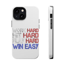 DistinctInk ToughCase for Apple iPhone, Compatible with MagSafe Charging - Work Hard Hit Hard Play Hard Win Easy