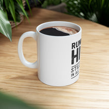 DistinctInk Glossy White Coffee / Tea Mug - Runner's High Still Legal in All 50 States