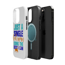 DistinctInk ToughCase for Apple iPhone, Compatible with MagSafe Charging - Just a Single Cat Mom Doing The Best