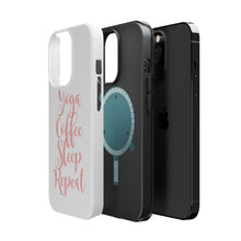 DistinctInk ToughCase for Apple iPhone, Compatible with MagSafe Charging - Yoga Coffee Sleep Repeat