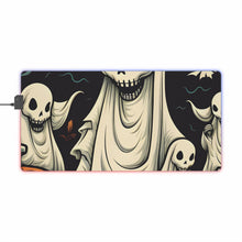 DistinctInk LED Gaming Mouse Pad with Spooky Skeleton Pumpkins Design for Halloween